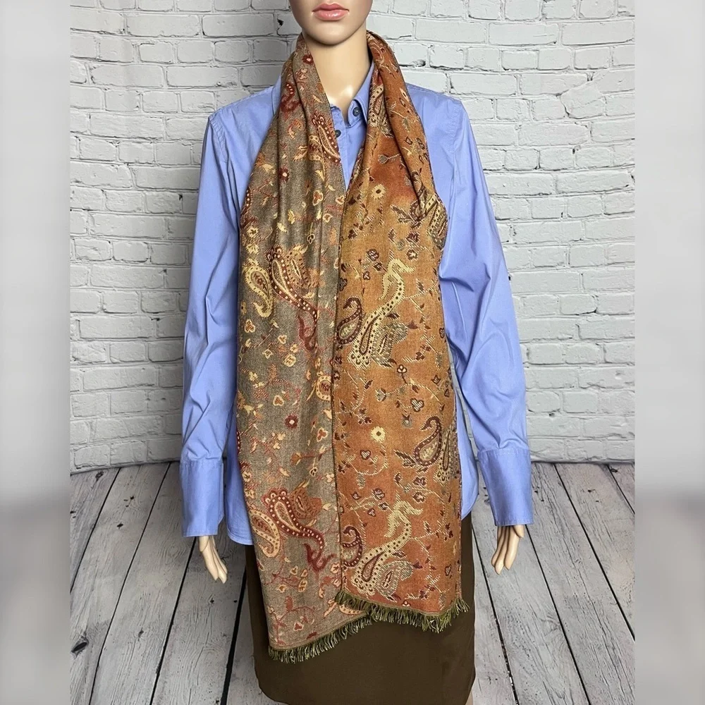 Paisley Viscose Brown Scarf